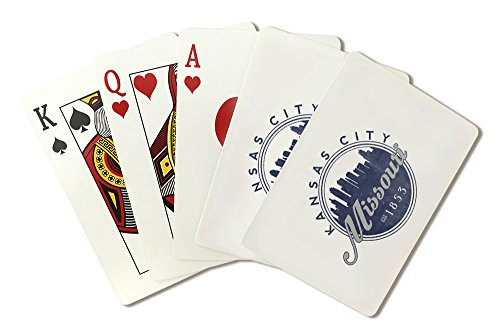 Lantern Press Kansas City  Missouri - Skyline Seal  Blue   Poker Size Playing Cards with Jokers  52-Card Deck