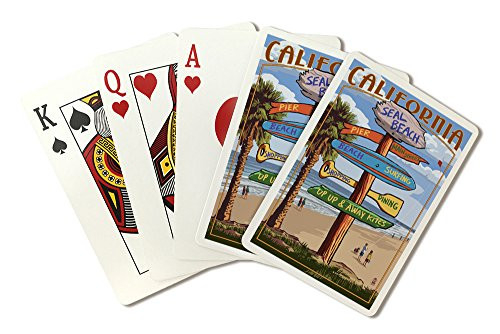 Lantern Press Seal Beach California - Destination Sign Poker Size Playing Cards with Jokers 52-Card Deck Lantern Press Seal Beach California - Destination Sign Poker Size Playing Cards with Jokers 52-Card Deck
