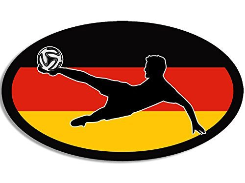 LPF USA Magnet Oval Germany Flag w Soccer Player Magnetic Sticker  World Cup German