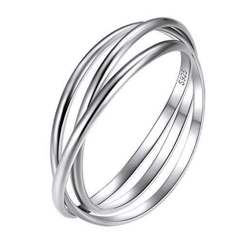 Triple Interlocked Rolling High Polish Ring  Multi Band Rings  Intertwining Rings  Russian Wedding Ring  925 Sterling Silver 3 Band Rolling Ring Size 7