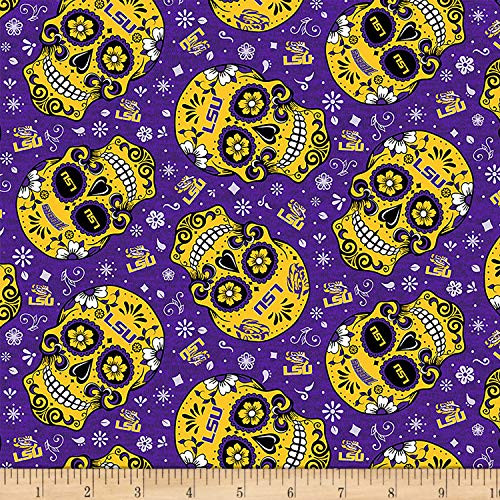 Sykel Enterprises NCAA Louisiana Sugar Skull Cotton  Fabric by the Yard