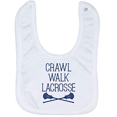 Guys Lacrosse Baby  and  Infant Bib   Crawl Walk Lacrosse   Microfiber   Navy