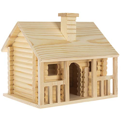Woodpile Fun  Log Cabin Unfinished Wood Birdhouse