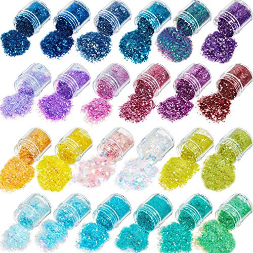 24 Colors Holographic Chunky Glitter 10g Iridescent Glitter Sequins Holographic Glitter Flake Face Body Eye Hair Nail Sequins for Festival Makeup Accessories 24 Colors Holographic Chunky Glitter 10g Iridescent Glitter Sequins Holographic Glitter Flake Face Body Eye Hair Nail Sequins for Festival Makeup Accessories