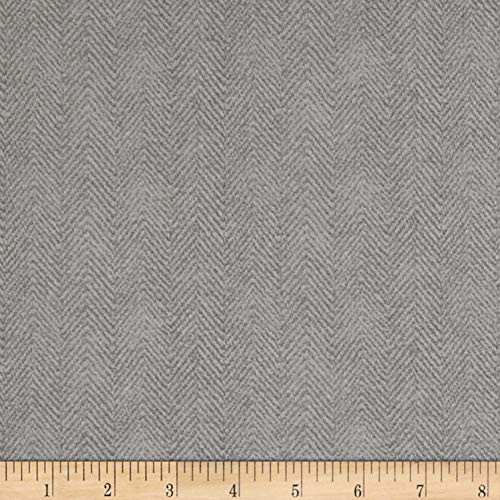Maywood Studio Woolies Flannel Herringbone Light Grey  Fabric by the Yard