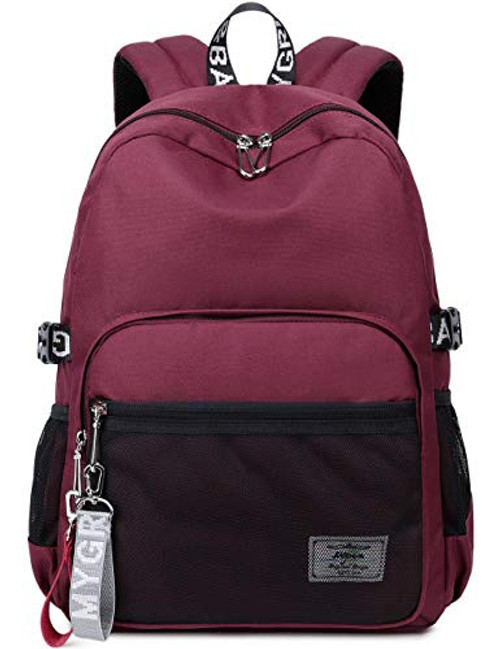 Mygreen School Backpack for Girls Kids Cute Elementary Book Bag Bookbag Teen Classic Ribbon Back Pack Wine