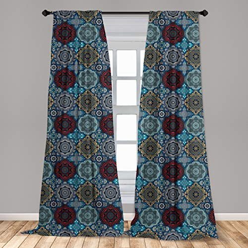 Ambesonne Moroccan Window Curtains Patchwork Style Vintage Ottoman Inspiration Retro Motifs Lightweight Decorative Panels Set of 2 with Rod Pocket 56 inch x 84 inch Brown Blue Ambesonne Moroccan Window Curtains Patchwork Style Vintage Ottoman Inspiration Retro Motifs Lightweight Decorative Panels Set of 2 with Rod Pocket 56 inch x 84 inch Brown Blue