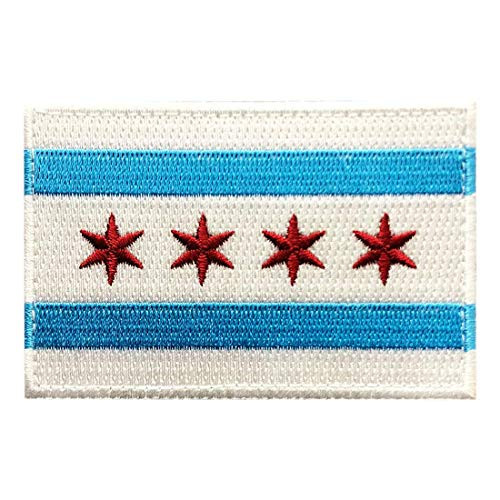 Chicago City Flag Embroidered Patch Iron on Sew on 3.0 X 2.0 - CH9 Chicago City Flag Embroidered Patch Iron on Sew on 3.0 X 2.0 - CH9