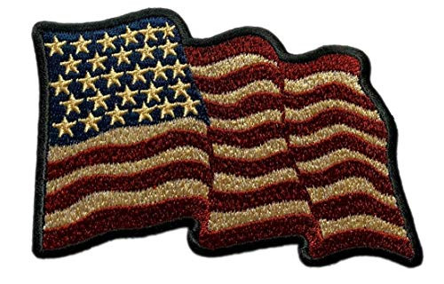 Waving Distressed USA American Flag Patch  4.0 inch- Iron on sew on -WF7