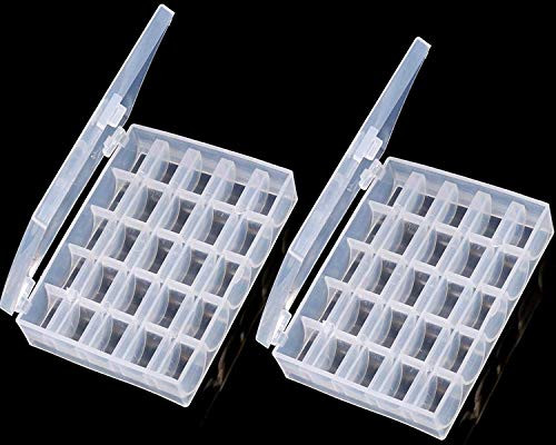 Bobbin Box?Machine Bobbin Organizer Plastic Case?Transparent 25 Slots Empty Bobbins Spools Box?Sewing Craft Plastic Case Storage Box for Sewing Machine  2Pack