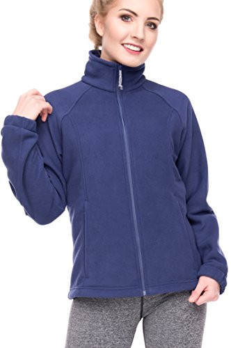 Women s Full-Zip Polar Sport Fall Winter Spring Fleece Jacket Navy S