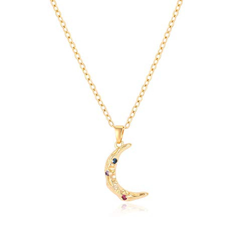 Crescent Moon Pendant Necklace 18K Gold Chain Dainty Hammered Micro-inlaid Zircon Moon Simple Choker Necklace Crescent Moon Pendant Necklace 18K Gold Chain Dainty Hammered Micro-inlaid Zircon Moon Simple Choker Necklace