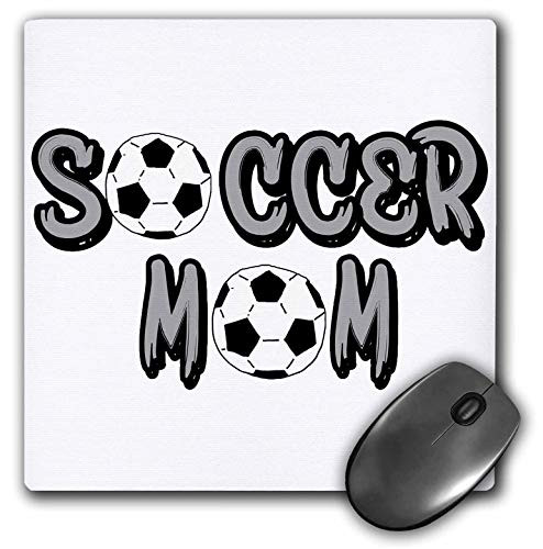 3dRose Funny Soccer Mom with Soccer Balls Sports Text Cartoon - Mouse Pads  mp_340701_1