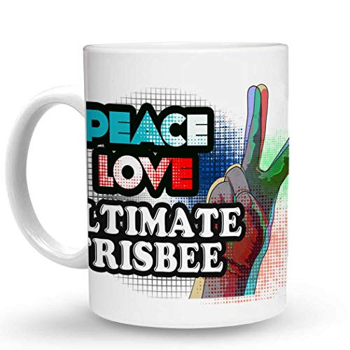 Makoroni - PEACE LOVE ULTIMATE FRISBEE 15 oz Ceramic Large Coffee Mug Cup Design 82