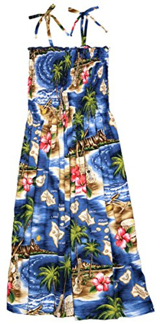 RJC Women Hibiscus Hawaiian Island Elastic Tube Top Sundress in Navy Blue - XL RJC Women Hibiscus Hawaiian Island Elastic Tube Top Sundress in Navy Blue - XL