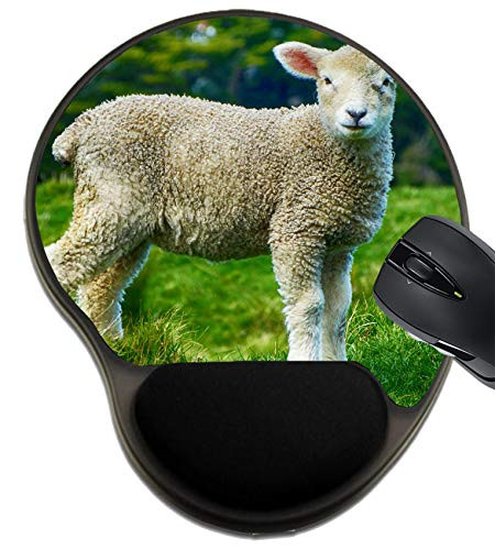 MSD Mousepad Wrist Rest Protected Mouse Pads Mat with Wrist Support  Design for Sheep Lamb Animal Grass Farming Field Agriculture Spring Farm Mammal White