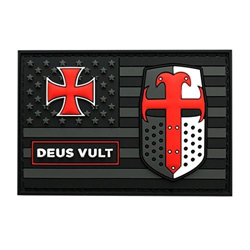 Deus Vult USA Flag Christian Templar Knight in God Wills Patch  3D PVC-MTB48