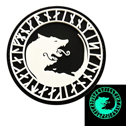 Viking Úlfhédnar No Mercy Only Violence Wolf Odin Patch  Glow Dark 3D-PVC Rubber