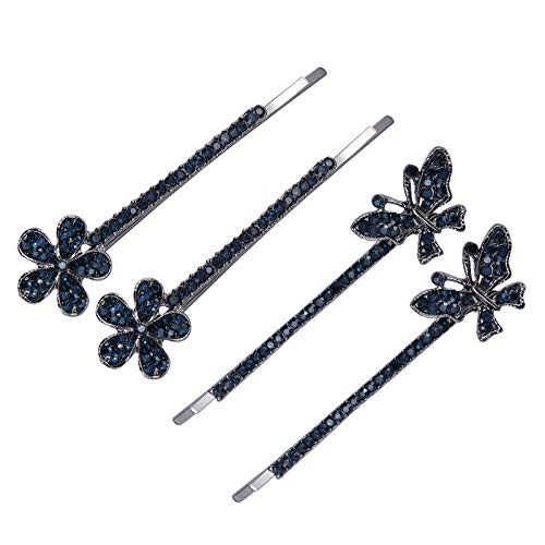 PIXNOR 2 Pairs Metal Duckbill Sectioning Clips Rhinestone Hairdressing Salon Hair Grip No Bend Clips Styling Hair Clips Non-slip Hair Barrettes for Women and Girls