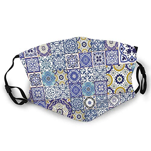 Fillter Face Cloth For mens and womens Rich Pattern Of Ancient Moroccan Tiles Patchwork Style Pattern Oriental Arabesque Cold Mouth Dustproof Double Protection