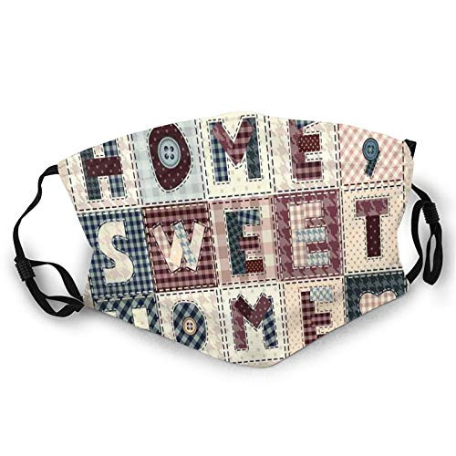 Fillter Face Cloth For mens and womens Patchwork Style Composition With Letters On Retro Polka Dots Buttons Print Cold Mouth Dustproof Double Protection