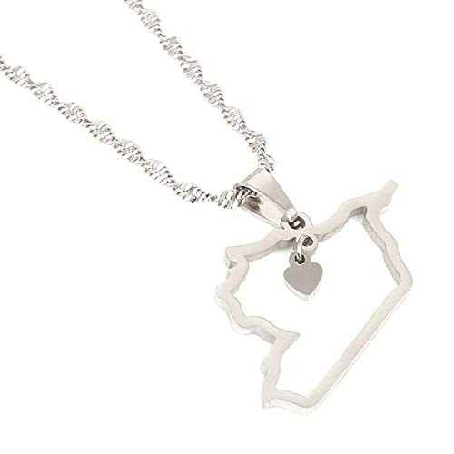 Stainless Steel Syria Map Pendant Necklaces Syria Map Outline Pendant Necklace Syrians Jewelry Silver Stainless Steel Syria Map Pendant Necklaces Syria Map Outline Pendant Necklace Syrians Jewelry Silver