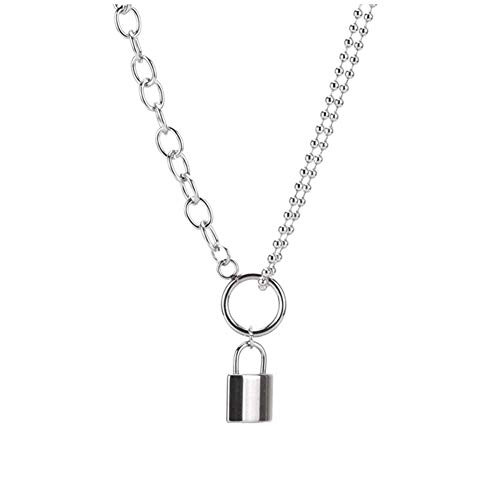 JYH Lock Necklace Stainless Steel Padlock Long Chain Punk Necklace Pendant for Men Women JYH Lock Necklace Stainless Steel Padlock Long Chain Punk Necklace Pendant for Men Women