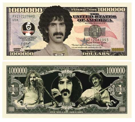 American Art Classics Frank Zappa Million Dollar Bill - Comes in Collector Grade Currency Holder - Best Gift for Zappa and The Mothers of Invention Fans
