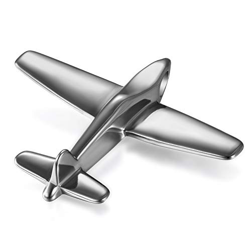 OIDEA Mirror Stainless Steel Bikers Airplane Aircraft Model Pendant Necklace for Men Silver OIDEA Mirror Stainless Steel Bikers Airplane Aircraft Model Pendant Necklace for Men Silver