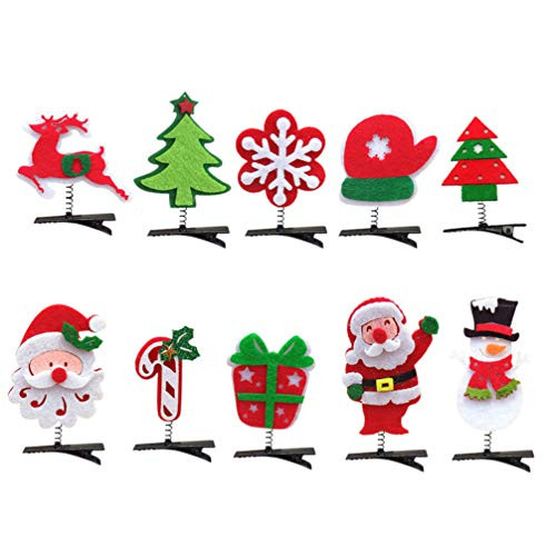 HEALLILY Christmas Hair Clips Spring for Kids Children Hairpins Christmas Fabric Barrette Hair Accessories Hairpin for Girls Children Children 10pcs  Random Style