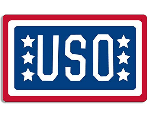 MAGNET 3x5 inch U.S.O. Logo Sticker - uso decal united service organizations seal troop Magnetic vinyl bumper sticker sticks to any metal fridge  car  signs