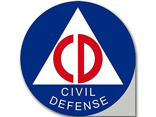 MAGNET 4x4 inch Round Civil Defense Logo Sticker - bumper seal insignia cd civilians us Magnetic vinyl bumper sticker sticks to any metal fridge  car  signs