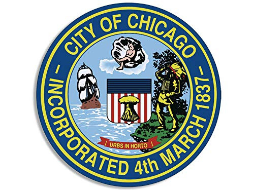 MAGNET 4x4 inch Round CITY OF CHICAGO Seal Sticker - decal illinois logo insignia il Magnetic vinyl bumper sticker sticks to any metal fridge  car  signs