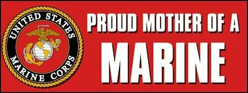 MAGNET 3x9 inch Proud Mother of a Marine Bumper Sticker  Logo Seal USMC Soldier  Magnetic vinyl bumper sticker sticks to any metal fridge  car  signs
