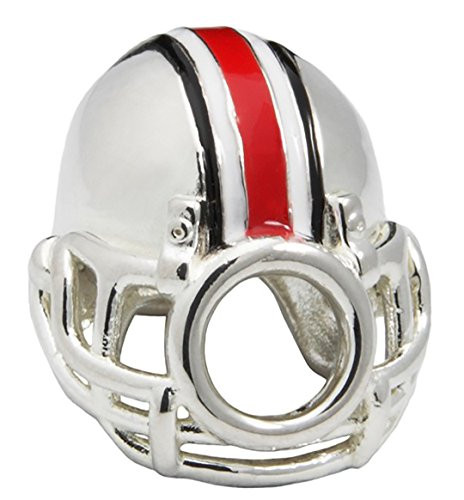 Ohio State University Bead Charm   Buckeyes Beads   Officially Licensed   Ohio State Jewelry   Stainless Steel  Ohio State Bead Charm - Football Helmet
