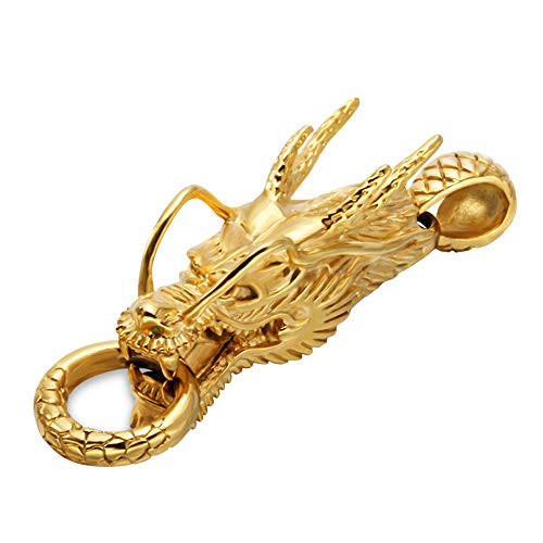 INRENG Men s Vintage Stainless Steel Dragon Head Pendant Necklace Gothic Tribal Biker Jewelry 24 Inch Chain Gold INRENG Men s Vintage Stainless Steel Dragon Head Pendant Necklace Gothic Tribal Biker Jewelry 24 Inch Chain Gold