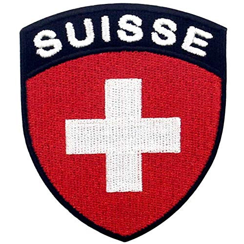 EmbTao Switzerland Flag Shield Patch Embroidered National Morale Applique Iron On Sew On Swiss Emblem