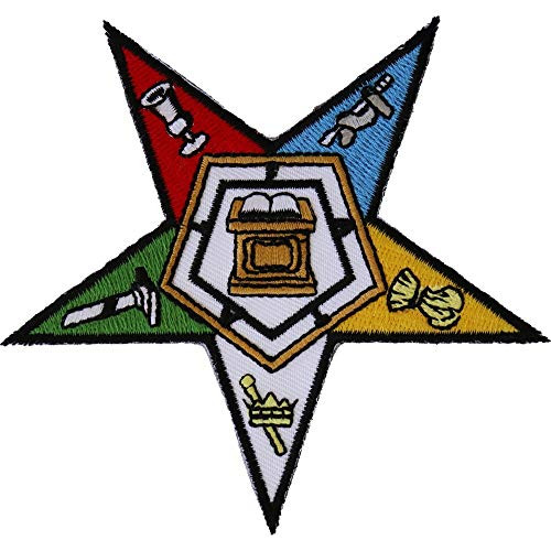 Eastern Star Mason Patch - by Ivamis Trading - 4 inch - Embroidered Iron on Patch Eastern Star Mason Patch - by Ivamis Trading - 4 inch - Embroidered Iron on Patch