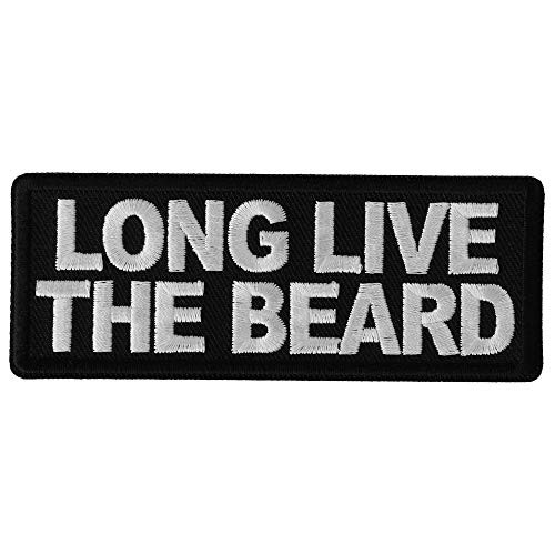 Long Live The Beard Patch - 4x1.5 inch. Embroidered Iron on Patch