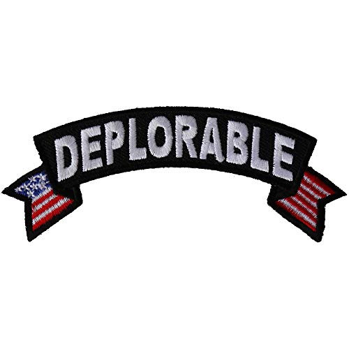 Deplorable Small Flag Rocker Patch - 4x1.5 inch - Embroidered Iron on Patch