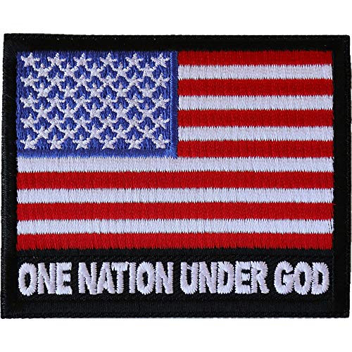 One Nation Under God American Flag Patch - 3x2.75 inch - Embroidered Iron on Patch