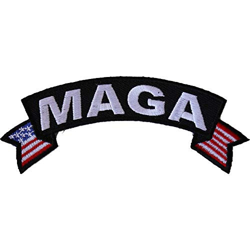 MAGA US Flag Rocker Patch - 4x1.5 inch - Embroidered Iron on Patch