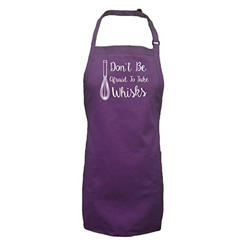 Don t Be Afraid To Take Whisks Apron with 2 patch pockets in Purple - One Size