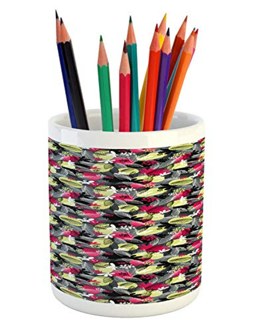 Ambesonne Floral Pencil Pen Holder Leaves Forest Foliage Fern Petals Spring Plants on Charcoal Grey Backdrop Ceramic Pencil Holder for Desk Office Accessory 3.6 inch X 3.2 inch Pale Green Magenta Ambesonne Floral Pencil Pen Holder Leaves Forest Foliage Fern Petals Spring Plants on Charcoal Grey Backdrop Ceramic Pencil Holder for Desk Office Accessory 3.6 inch X 3.2 inch Pale Green Magenta