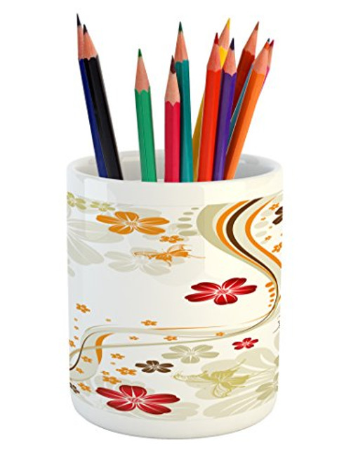 Ambesonne Floral Pencil Pen Holder Swirling Florets Fragrance Botanical Beauty with Wavy Lines Butterflies Spring Theme Printed Ceramic Pencil Pen Holder for Desk Office Accessory Multicolor Ambesonne Floral Pencil Pen Holder Swirling Florets Fragrance Botanical Beauty with Wavy Lines Butterflies Spring Theme Printed Ceramic Pencil Pen Holder for Desk Office Accessory Multicolor