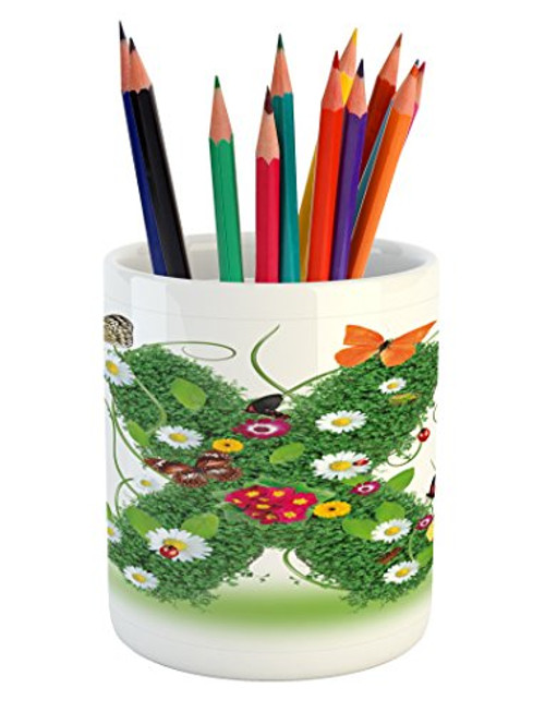 Ambesonne Letter X Pencil Pen Holder Spring Themed X with Green Leaves Butterflies Daisies Swirls Nature Image Printed Ceramic Pencil Pen Holder for Desk Office Accessory Green Multicolor Ambesonne Letter X Pencil Pen Holder Spring Themed X with Green Leaves Butterflies Daisies Swirls Nature Image Printed Ceramic Pencil Pen Holder for Desk Office Accessory Green Multicolor