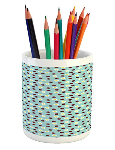 Ambesonne Ladybug Pencil Pen Holder  Daisy Blossom Spring Summer Revival Chamomile Kids Girls Baby Playroom Cartoon  Printed Ceramic Pencil Pen Holder for Desk Office Accessory  Multicolor