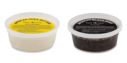 Raw African Shea Butter Ivory and Black Soap 8 oz Combo Set Unrefined Grade A 100 Percent Pure Natural From Ghana For Skin Body and Hair Growth. Aids Eczema  Psoriasis And Stretch Marks.