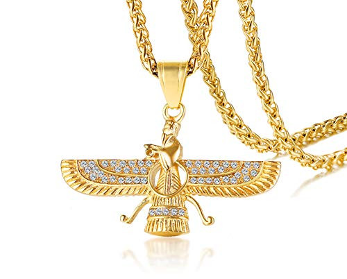 PJ Jewelry Men s Farvahar Ahura Mazda Zoroastrian Persian Achaemenian Pendant Stainless Steel Iran Symbol Gift PJ Jewelry Men s Farvahar Ahura Mazda Zoroastrian Persian Achaemenian Pendant Stainless Steel Iran Symbol Gift