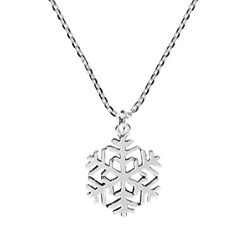 Happy Winter Snowflake .925 Sterling Silver Pendant Necklace